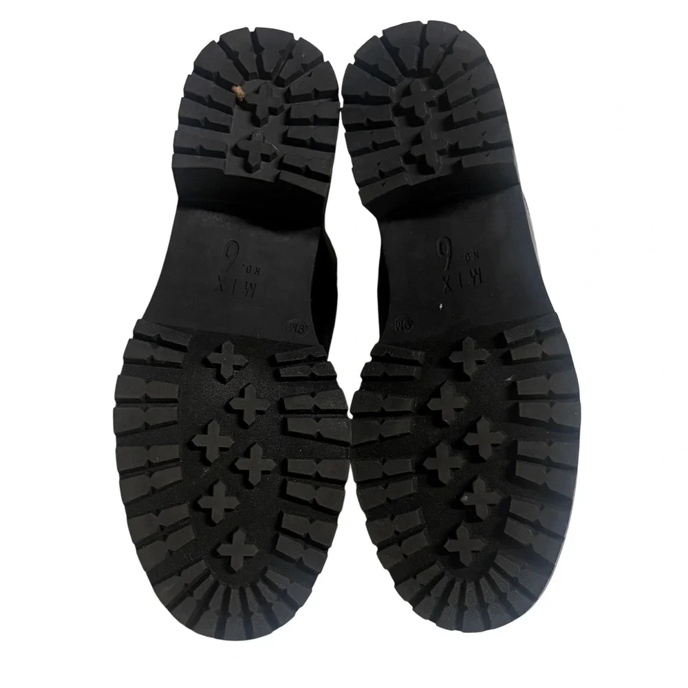 Mix‎ No. 6 Seren Black Patent Lug Sole Block Heel Lace Up Oxfords Shoes 9M